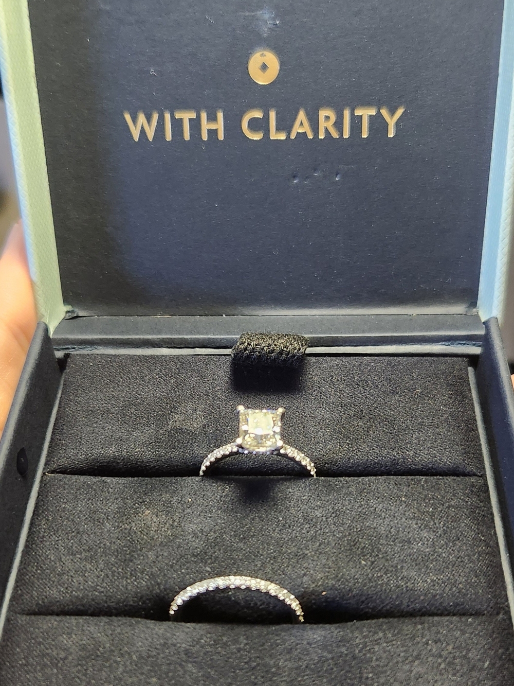2.0 Ct Princess-Cut Solitaire Pave Ring in White Gold Size 7.5